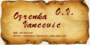 Ozrenka Vančević vizit kartica